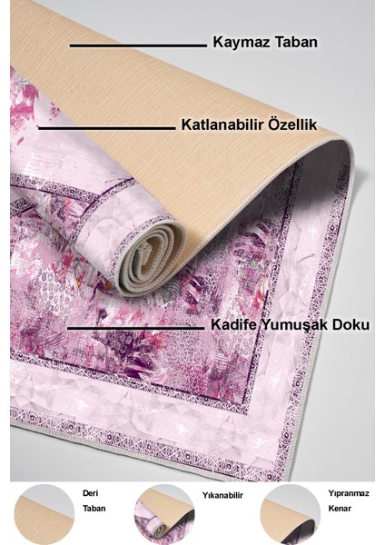 Dijital Mutfak Halısı Yıldız Deri Kaymaz Taban Modern Kristalena Pudra