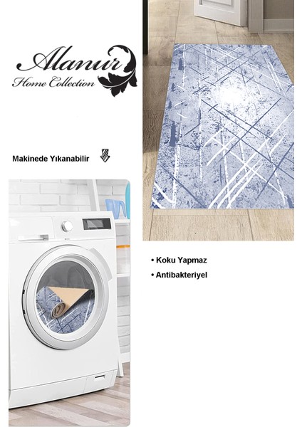 Dijital Mutfak Halısı Yıldız Deri Kaymaz Taban Modern Allissa Mavi modelleri
