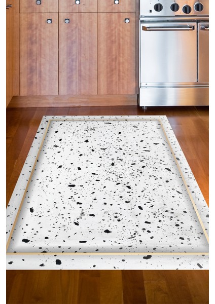 Dijital Mutfak Halısı Yıldız Deri Kaymaz Taban Modern Leann Krem