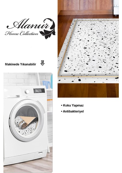 Dijital Mutfak Halısı Yıldız Deri Kaymaz Taban Modern Leann Krem modelleri