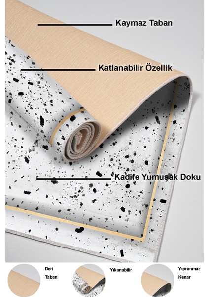 Dijital Mutfak Halısı Yıldız Deri Kaymaz Taban Modern Leann Krem indirimleri