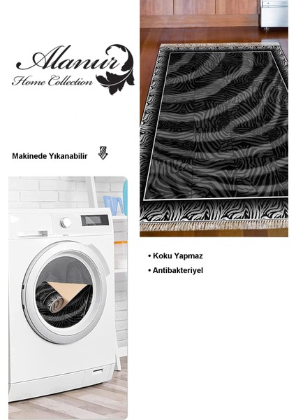 Dijital Mutfak Halısı Yıldız Deri Kaymaz Taban Saçaklı Modern Patti Gri modelleri