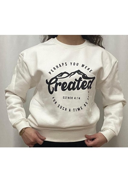Kadın Kompak 3ip Sweat Sıfıryaka Ribana Kol Created Baskı Ekru