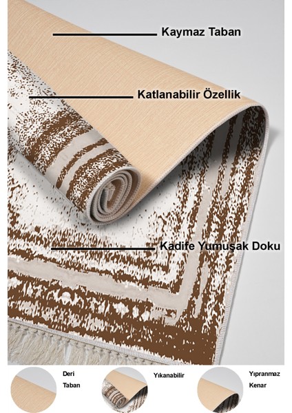 Dijital Mutfak Halısı Yıldız Deri Kaymaz Taban Saçaklı Modern Mollie Krem indirimleri