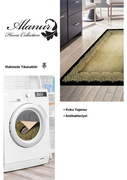 Dijital Mutfak Halısı Yıldız Deri Kaymaz Taban Modern Roana Kahve