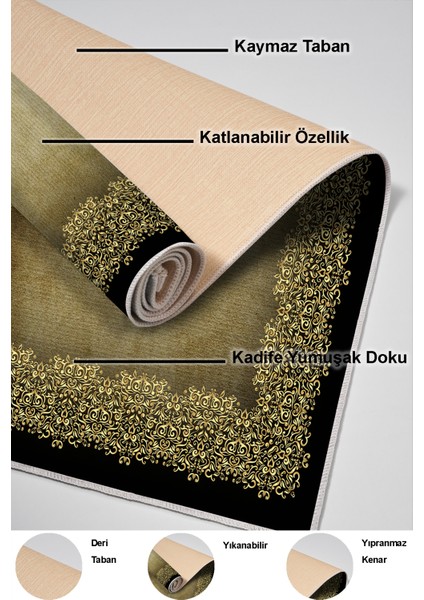 Dijital Mutfak Halısı Yıldız Deri Kaymaz Taban Modern Roana Kahve