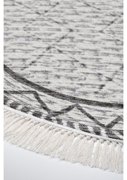 Dijital Mutfak Halısı Star Pamuk Kaymaz Taban Saçaklı Yuvarlak Iskandinav Farah Gri fırsatları