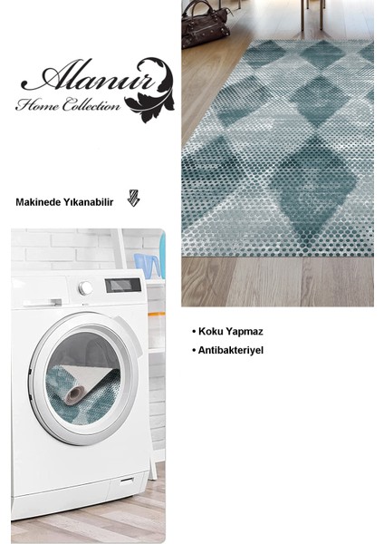 Dijital Salon Halısı Trend Keçe Kaymaz Taban Iskandinav Amaris Turkuaz modelleri