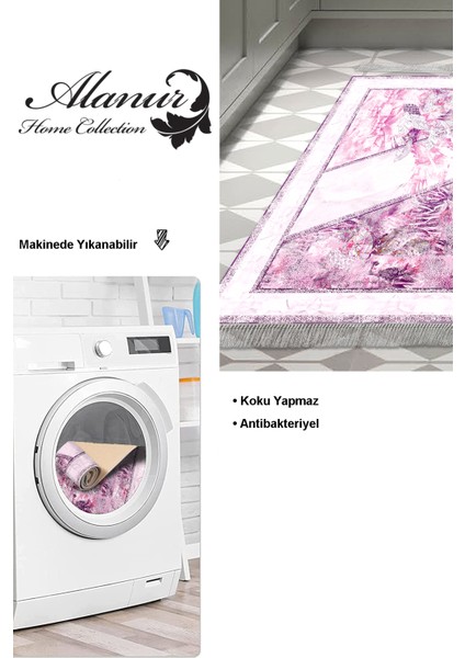 Dijital Mutfak Halısı Yıldız Deri Kaymaz Taban Saçaklı Modern Kristalena Pudra modelleri