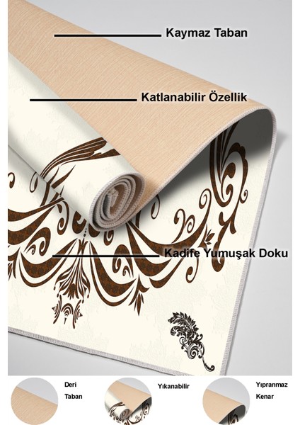 Dijital Mutfak Halısı Yıldız Deri Kaymaz Taban Modern Bette Kahve
