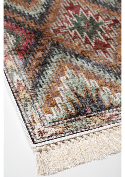 Dijital Mutfak Halısı Yıldız Deri Kaymaz Taban Saçaklı Iskandinav Olwen Renkli fırsatları