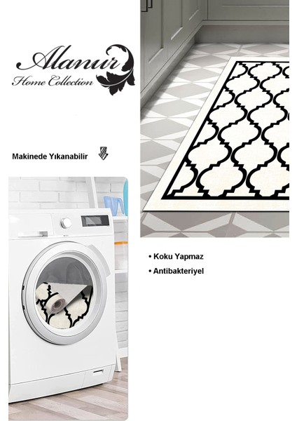 Dijital Mutfak Halısı Trend Keçe Kaymaz Taban Modern Mamie Bej