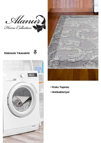 Dijital Mutfak Halısı Trend Keçe Kaymaz Taban Modern Storm Gri modelleri