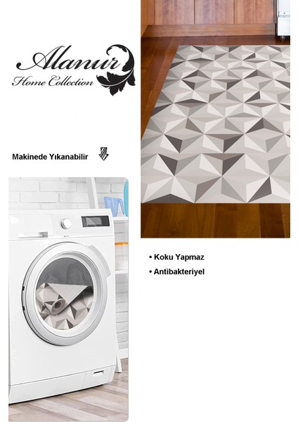 Dijital Mutfak Halısı Trend Keçe Kaymaz Taban Modern Elyta Bej modelleri