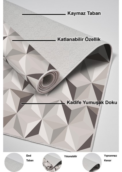 Dijital Mutfak Halısı Trend Keçe Kaymaz Taban Modern Elyta Bej indirimleri
