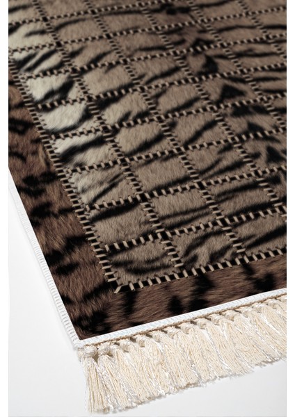 Dijital Mutfak Halısı Yıldız Deri Kaymaz Taban Saçaklı Modern Joelle Kahve fırsatları