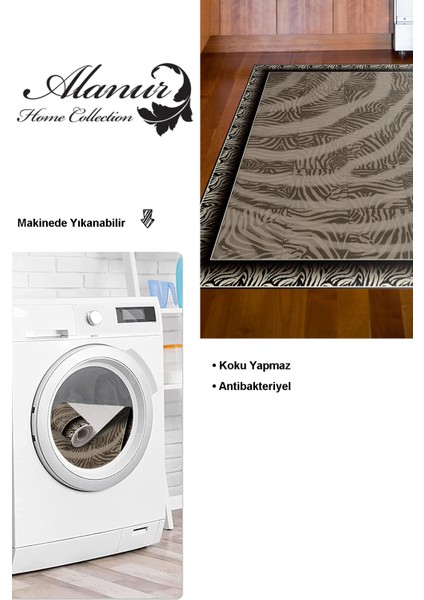 Dijital Mutfak Halısı Trend Keçe Kaymaz Taban Modern Patti Kahve