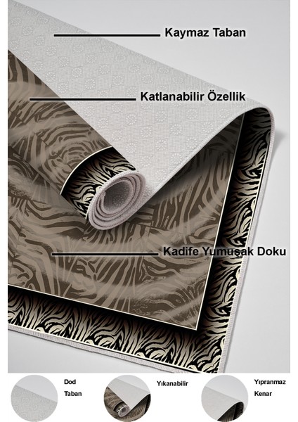 Dijital Mutfak Halısı Trend Keçe Kaymaz Taban Modern Patti Kahve