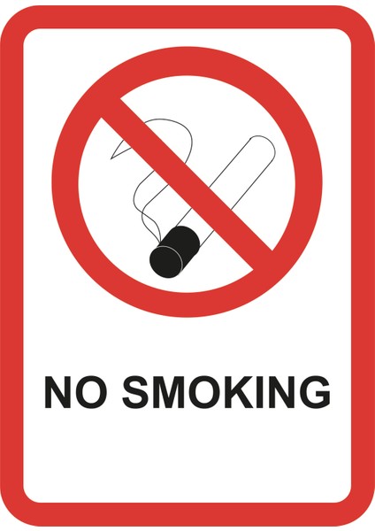 İngilizce Sigara İçmek Yasaktır Uyarı Levhası (No Smoking) 300 Gr Baskılı A4 Ebat Pvc Kaplı