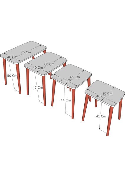 4 Lü Mdf Zigon Sehpa Takımı, Sehpa Takımı, zigon sehpa