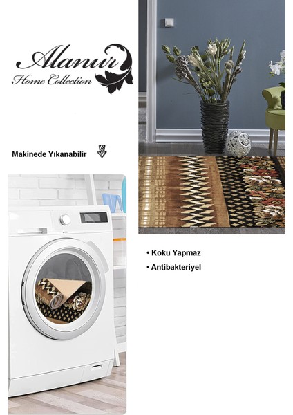 Dijital Salon Halısı Yıldız Deri Kaymaz Taban Modern Becca Kahve modelleri