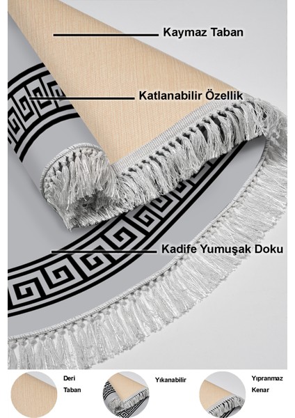 Dijital Mutfak Halısı Yıldız Deri Kaymaz Taban Saçaklı Oval Modern Kathryn Gri indirimleri