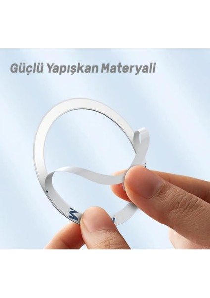 Power Metal Magsafe Halka Yüzük Ring Iphone 8VE Üstü Model Uyumlu Siyah 4'lü Paket