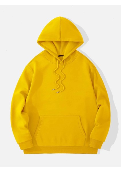 Sarı Dont Trip Baskılı Oversize Kapüşonlu Erkek Sweatshirt