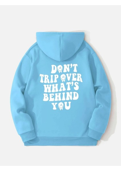 Bebe Mavi Don'T Trip Over Baskılı Oversize Erkek Sweatshirt