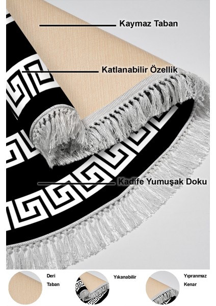 Dijital Mutfak Halısı Yıldız Deri Kaymaz Taban Saçaklı Oval Modern Starr Siyah indirimleri