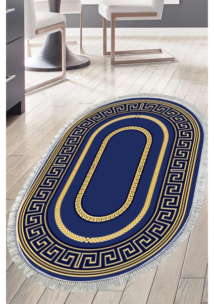 Dijital Mutfak Halısı Yıldız Deri Kaymaz Taban Saçaklı Oval Modern Carmel Gold fiyatları