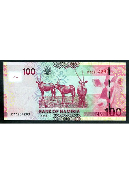 Namibia 100 Dollars 2018, Unc, P-14B Çil Banknot fiyatları