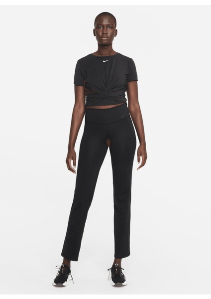 Bisiklet Yaka Düz Siyah Kadın T-Shirt DD4921-010 W Nk One Luxe Df Ss Std