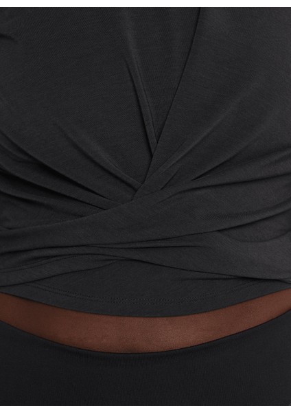 Bisiklet Yaka Düz Siyah Kadın T-Shirt DD4921-010 W Nk One Luxe Df Ss Std indirimleri