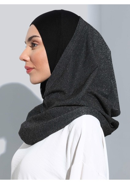 ST300-SİMLİ Abiye Hijab 01 Siyah - Siyah - modelleri