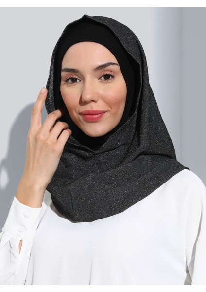 ST300-SİMLİ Abiye Hijab 01 Siyah - Siyah - fırsatları