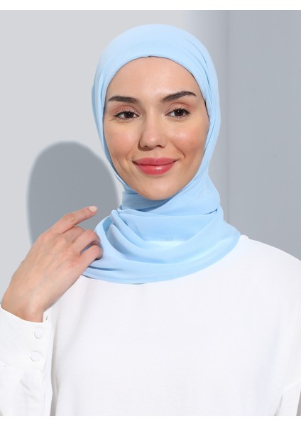 ST111-HİJABLI Şifon Oval Eşarp 30 Bebe Mavi - Bebemavisi -