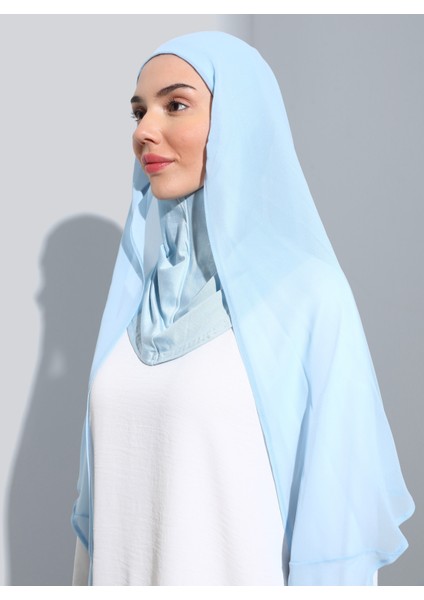 ST111-HİJABLI Şifon Oval Eşarp 30 Bebe Mavi - Bebemavisi - modelleri