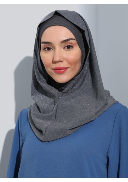 ST300-SİMLİ Abiye Hijab 27 Koyu Gri - Koyu Gri -