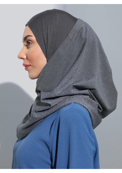 ST300-SİMLİ Abiye Hijab 27 Koyu Gri - Koyu Gri - modelleri