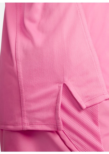 Bisiklet Yaka Düz Kırmızı - Pembe Kadın T-Shirt DD5927-684 W Nk Df Race Top Ss modelleri