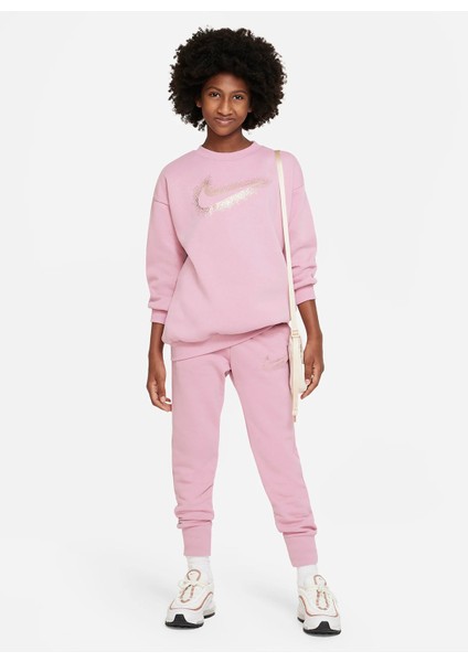 Çocuk Kırmızı - Pembe T-Shirt DV9374-698 G Nsw Icn Flc Bf Crew Wc fırsatları