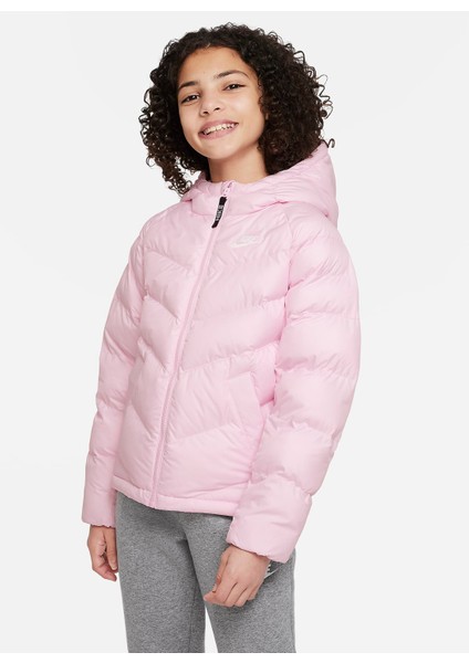 Çocuk Kırmızı - Pembe Kapüşonlu Mont DX1264-663 K Nsw Synfl Hd Jkt