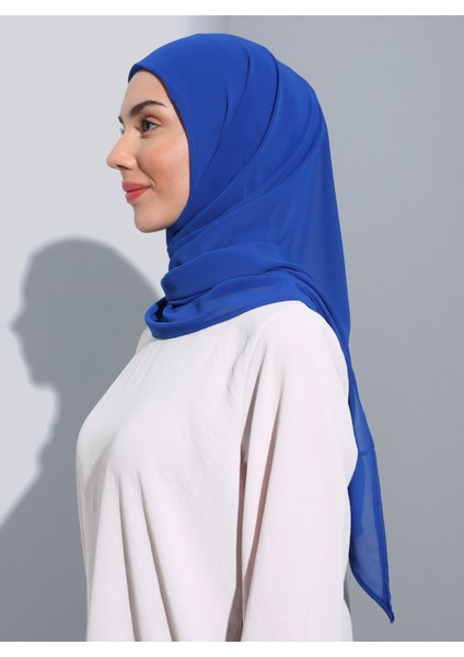 ST111-HİJABLI Şifon Oval Eşarp 14 Saks - Saks Mavisi - modelleri