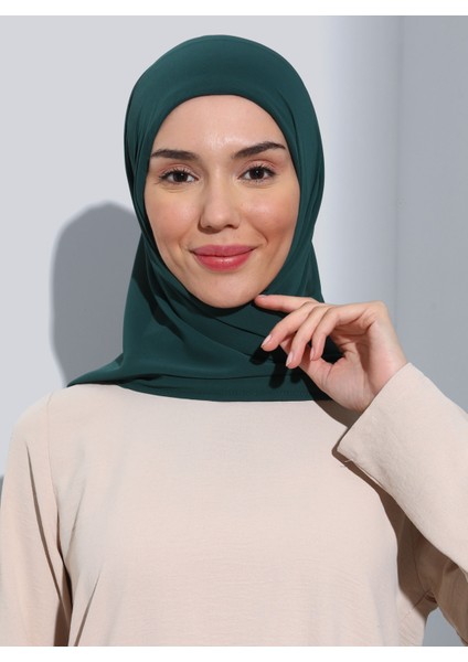 ST111-HİJABLI Şifon Oval Eşarp 21 Zümrüt - Zümrüt Yeşili -