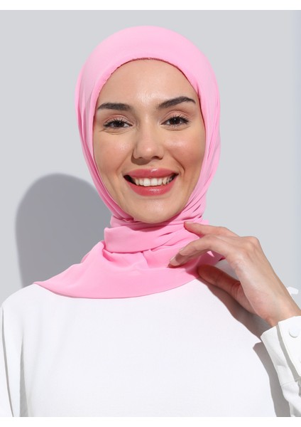ST111-HİJABLI Şifon Oval Eşarp 36 Pembe - Pembe -