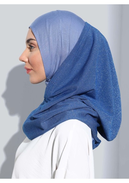 ST300-SİMLİ Abiye Hijab 14 Saks - Saks -