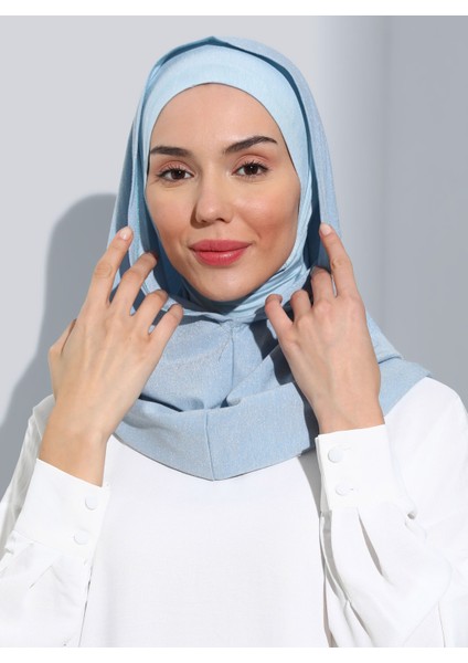 ST300-SİMLİ Abiye Hijab 30 Bebemavi - Bebe Mavisi -