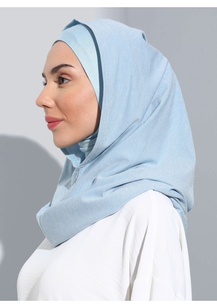 ST300-SİMLİ Abiye Hijab 30 Bebemavi - Bebe Mavisi -