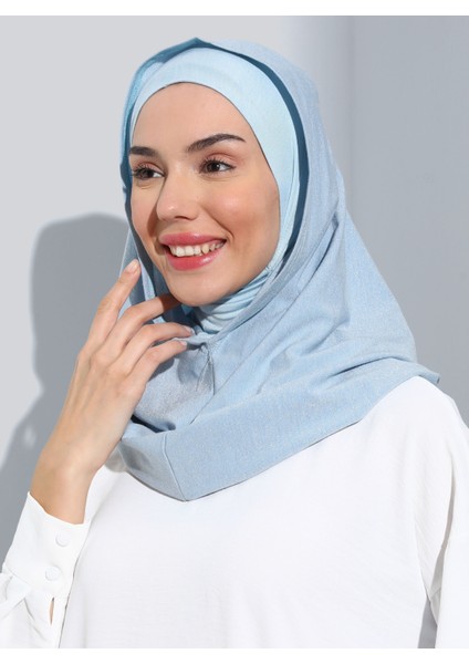 ST300-SİMLİ Abiye Hijab 30 Bebemavi - Bebe Mavisi -